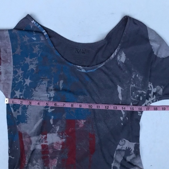 Raw 7 Grey/Multi Abstract Print Crystals Tee Sz. L - Picture 4 of 16